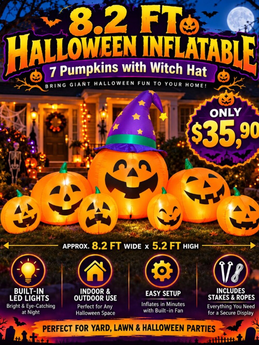 Poptrend Inflatable Halloween Decorations, 8.2ft Inflatable